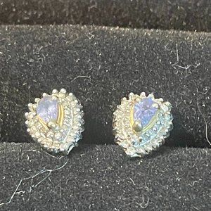 tanzanite and diamond double halo stud earrings